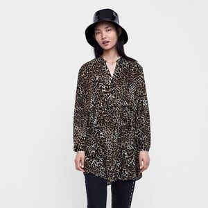 ZARA Leopard Print Babydoll Tunic Dress NWT Size Small